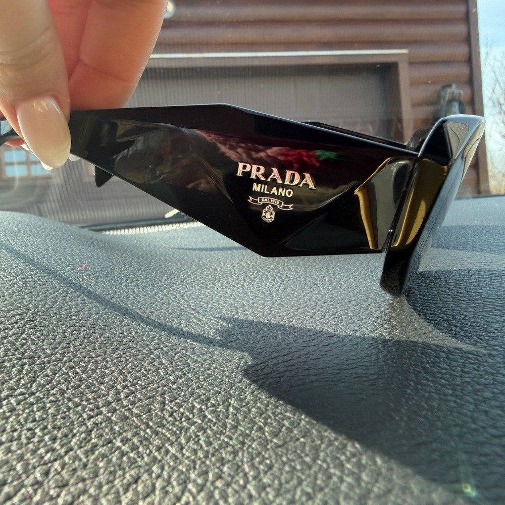 Prada Milano Men's Black Geometric Shield Sunglasses